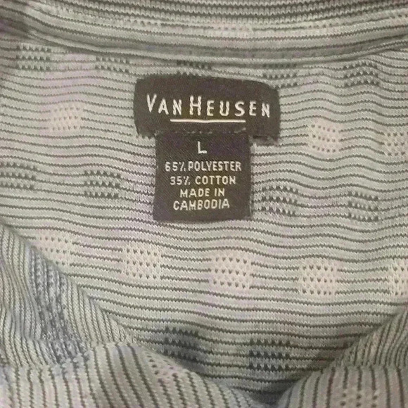 Van Heusen Polo Shirt Men's Large Short Sleeve Spread Collar Blue Checker Lined. - Picture 6 of 6